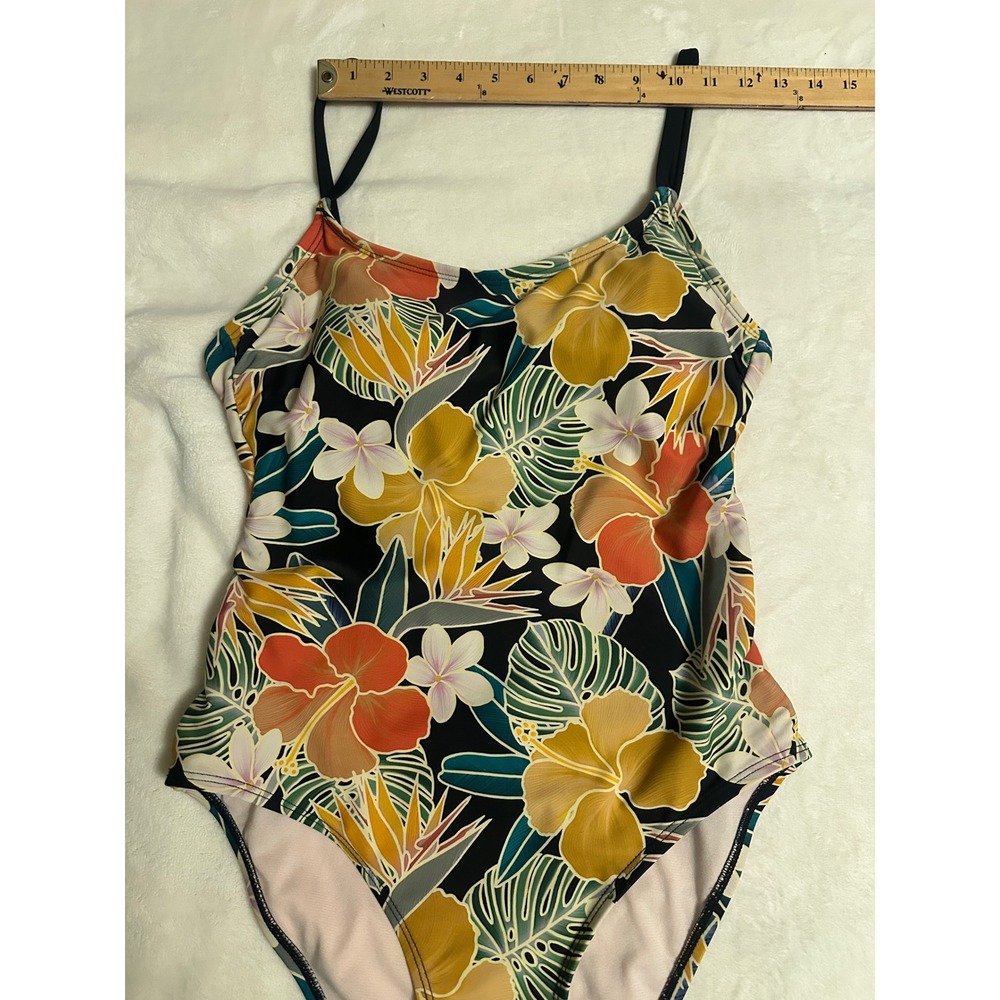 Hurley Womens Tropical Floral One Piece Swimsuit Black Multi Color Size M - Picture 8 of 14